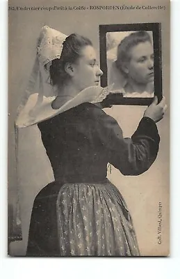  One Last Blow To The Headdress  French Maid In Mirror France Postcard Risque-L5 • $3.70