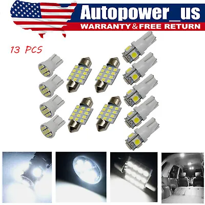 13x LED Lights Interior Package Kit For Dome License Plate Lamp Bulbs Pure White • $4.76