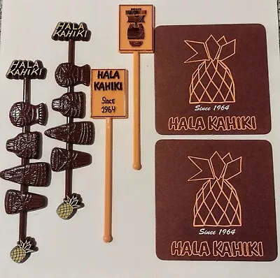 Hala Kahiki Tiki Bar Logo Cocktail Accessories Lot Swizzle Sticks Coasters 6pcs • $14.99