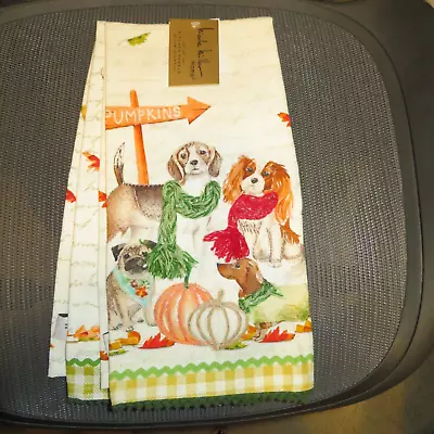 Nicole Miller Fall Pumpkins Kitchen Towels Dachshund Pug King Charles Spaniel • $24.99