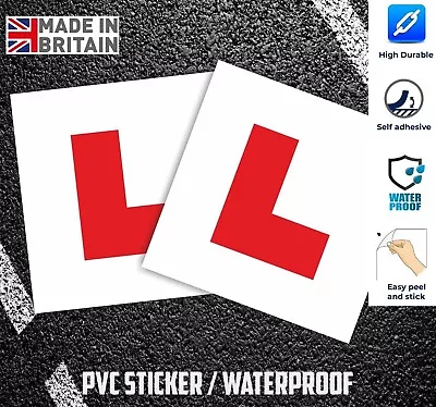 2 X LEARNER STICKER L Plate Stickers Legal Learner Driver Sticker Self Adhesive • £2