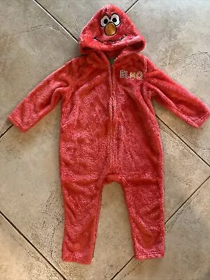 Sesame Street Elmo Hooded Jumpsuit Size 2 Toddler  Halloween Dress Up • $16