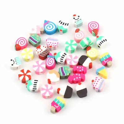 £3.60 • Buy Polymer Clay Beads Flat Random Round Candy Bracelets Jewelry Pendants Making