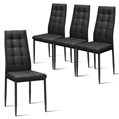 $999 • Buy Set Of 4 Kitchen Dining Side Chairs Fabric Cushion With Metal Frame High Back