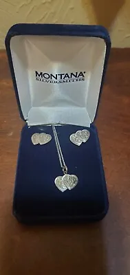 Montana Silversmith Double Hearts Necklace And Earring Set • $55