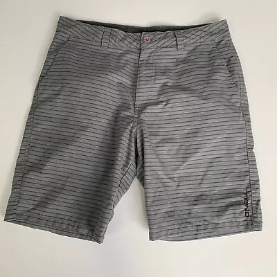 O'Neill Shorts Mens 34 Gray Soft 10  Inseam Outdoor Travel Weekend Casual Stripe • $11.99