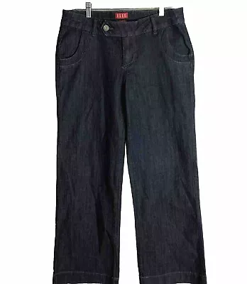 ELLE Monaco Wide Leg Trouser Denim Jeans Womens Size 8 Dark Wash Casual • $10