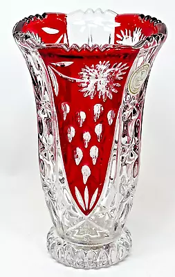 £28.05 • Buy Vintage Bleikrystall Anna Hutte 24% Crystal & Cranberry Colored 6” Vase