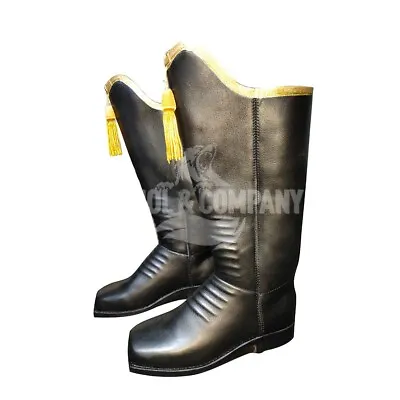 WW2 Civil War Hussar Boot (Gold)  Military Riding Leather Boots In All Sizes • $120