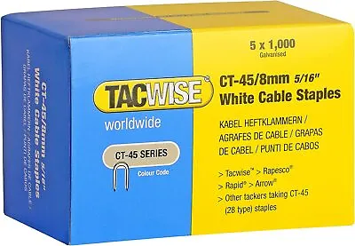Tacwise CT-45/8mm White Cable Tacker Staples 5000 (5 X 1000 Packs) • £14.89