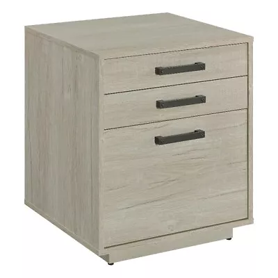 Pemberly Row 3-drawer Modern Wood Square File Cabinet In Whitewashed Gray • $148.49