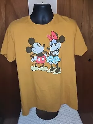 DISNEY Mickey And Minnie Mouse Love T Shirt Brown Gold Size XL Pullover Logo • $9