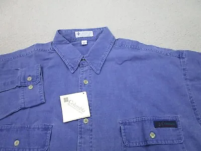 VINTAGE Columbia Shirt Mens XL Blue Lodge Canvas Work Wear Outdoors Relaxed • $36.99