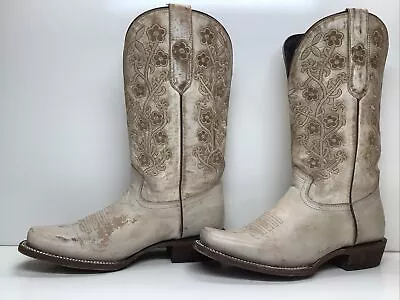 Womens Jb Dillon Cowboy Sq Toe Ivory Boots Size 8.5 B • $59.99