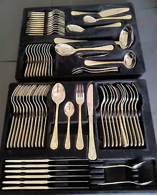 Very Fine New (unused) 72-piece Cutlery Set Stainless Steel With Gold-tone Rims • $45
