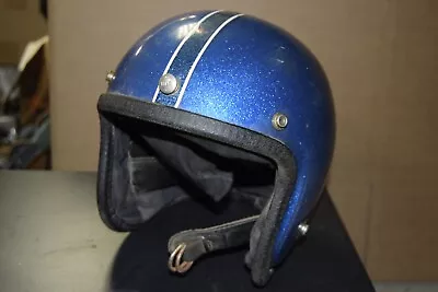 Vintage! Buco Metalflake 3/4 Helmet Size S/M Blue Harley Honda Yamaha Suzuki • $29.99