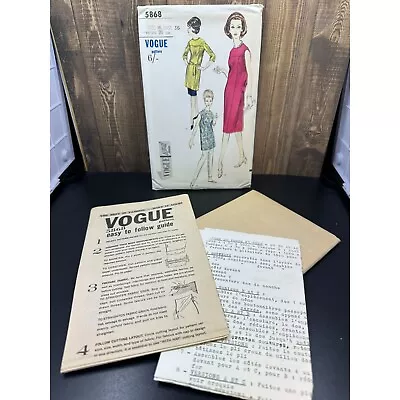 Vintage Vogue Special Design Pattern One Piece Dress Tunic #5868 Sz 16 Bust 36 • $5.99