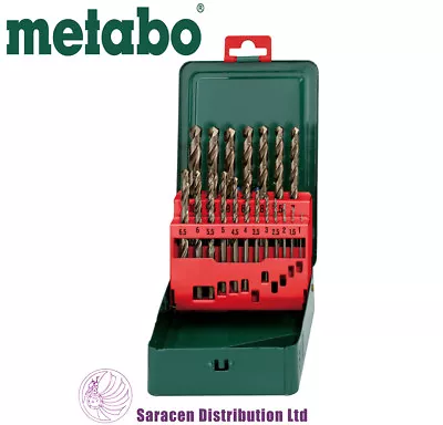 METABO HSS-Co 19 PIECE COBALT DRILL BIT SET IN METAL CASE - 627157000 • £26.89