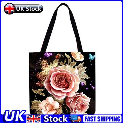 Flower Butterfly Printed Shoulder Shopping Bag Casual Large Tote Handbag UK • £7.10