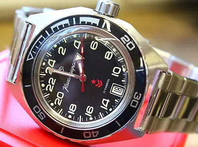 Vostok Komandirskie Diver Mechanical Auto Winding Wrist Watch 24 Hour 650541 • $119.99