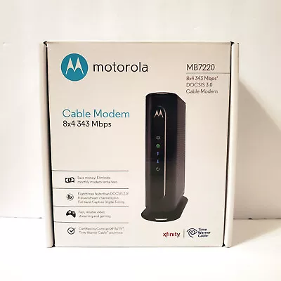 Motorola 8x4 Cable Modem Model MB7220 343 Mbps DOCSIS 3.0 • $8