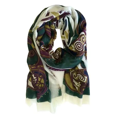 Women Multi Color Scarf Purple Book Of Kells Celtic Motif Polyester • $33.10