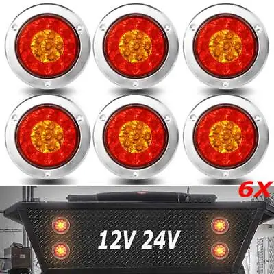 6X 4  Round LED Tail Lights Indicators Turn Signal Brake Stop Lamp Trailer Truck • $62.89