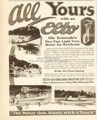 1925 Ole Evinrude Elto Outboard Motor Co Milwaukee WI Boat Motor All Yours Ad • $10.79