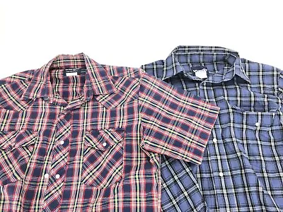 Lot Of 2 Wrangler Western Shirts Pearl Snap Cotton W/Pockets - Both Men’s Size M • $12.37
