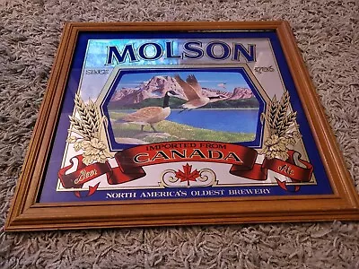 Molson Beer Bar Mirror Man Cave Sign Canadian Ducks Canada Wood Frame • $59.99