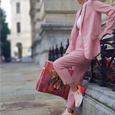 $89.99 • Buy Zara Women's XL Pink Gingham Oversized Blazer Blogger Favorite