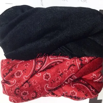 $6.98 • Buy Time And Tru Multi-wear Scarf Bandana Wrap 2 Pack. Black / Red Bandana Print.