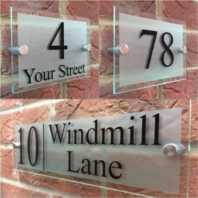 Modern House Sign Plaque Door Number Street Glass Effect Acrylic House Name • £3.45