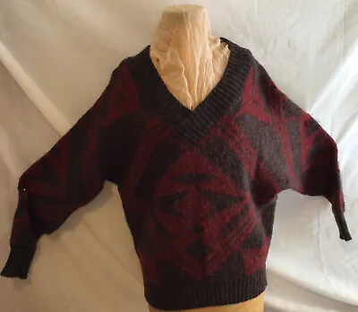 Vintage Hilda Ltd 100% Wool Geometric Print Icelandic Sweater Unisex Size Sm • $24.90
