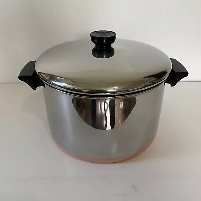 Revere Ware 1801 Stock Pot With Lid 6 Quart Copper Bottom Made In The US Vintage • $34.99