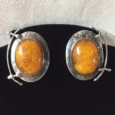 VTG Sterling Silver Baltic Amber Earrings • $44.95