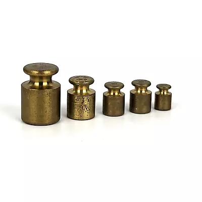 Vtg - 5 Lot Ohaus Brass Calibration Apothecary Pharmaceutical Scale Gram Weights • $24.49