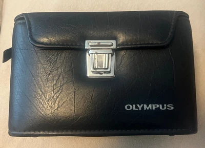$11 • Buy Vintage Olympus Genuine Black Leather Camera Hard Case Bag With Strap