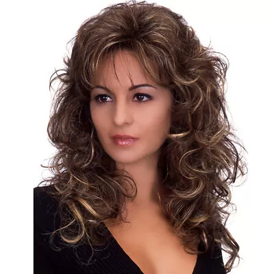 Women Brown Blonde Long Curly Wavy Hair Wig Natural Cosplay Party Full Wigs Prop • £19.19