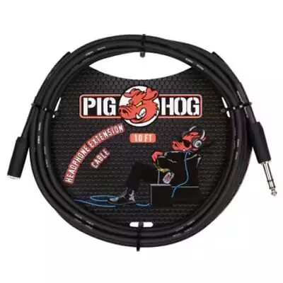Pig Hog 1/4  (M) To 3.5mm (F) TRS/Headphone Extension Cable 10-Foot Black • $11.95