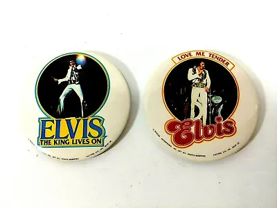 Lot Of 2 Original Vtg 1977 Elvis Pins Buttons Love Me Tender-The King Lives On   • $11.99
