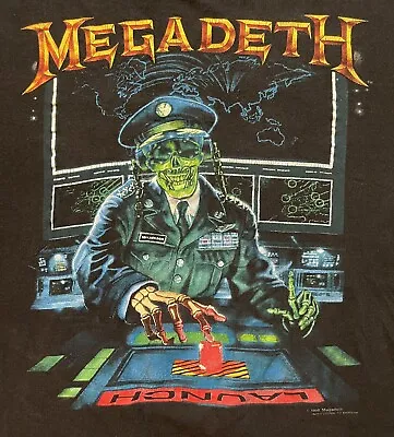 VERY RARE BACK HIT - 90s Vintage MEGADETH - Launch T Shirt Large Brockum Tag • $130