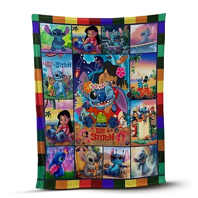 $79.95 • Buy Lilo And Stitch Blanket, Family Hawaiian Storm Fleece Sherpa, Cute Gifts