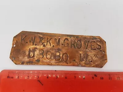 Vintage Or Antique Copper Milk Can Or Cream Urn Name Plate Badge Label • $19.95