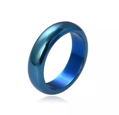 Blue Hematite Ring Non Magnetic Anxiety Balance Circulation Blood UK • £3.49