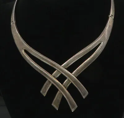 MIGUEL PINEDA MEXICO 925 Silver - Vintage Rare Heavy Collar Necklace - NE2920 • $541.35