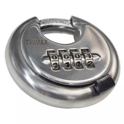 Trimax Shielded Stainless Steel Combo Round Disc Storage Pad Lock - 10mm Shackle • $26.99