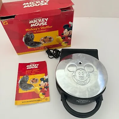 Disney Mickey's Waffler Mickey Mouse Waffle Maker Villaware #5555-01 Tested • $20