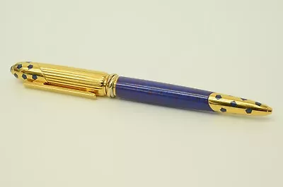 Authentic Cartier Panthere Ballpoint Pen Blue GP Lapis Gold Trinity Office Desk • $799.99