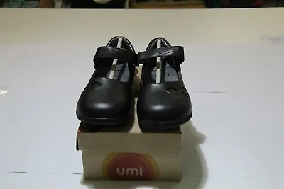 Umi *cayla*girls Black Leather Mary Jane Shoes Uk 2 Eu 34 • £10